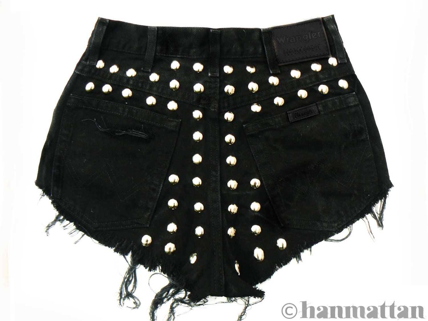 ALL SIZES "Heavy Metal" Vintage Levi high-waisted denim shorts black studded back
