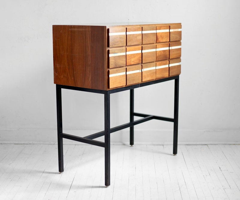 Vintage Wood Card Catalog - Library, File, Storage, Drawer, Cabinet
