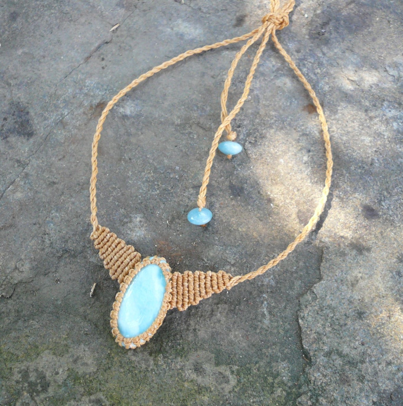 Larimar macrame necklace