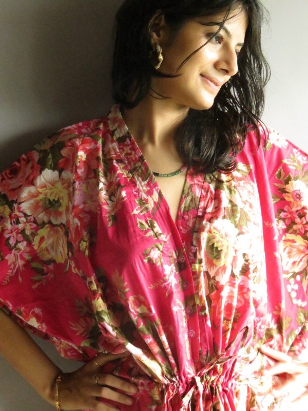 Magenta Floral - Nursing Kaftan - Perfect as loungewear, as beachwear, gift for moms and to be moms and more