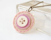 Penny Rug Button Necklace in Rose