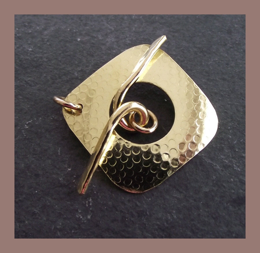 Solid Brass Toggle Clasp - dimpled design - handmade