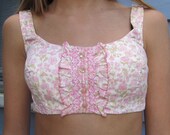 Vintage 1950s Pin Up Ruffles N Flowers Bikini XS 0 2