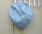 Incredible 70s-tastic dusky blue denim baker-boy or newsboy style cap