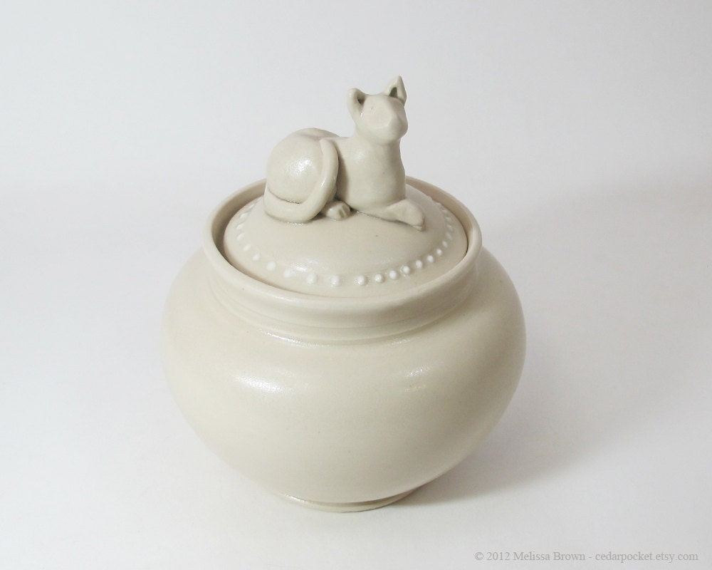An Urn or Jar with a Peaceful Cat - ready to ship