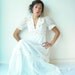 70's Vintage White Gauze Boho Maxi Dress / Lace Collar and Trim / Embroidered Flowers