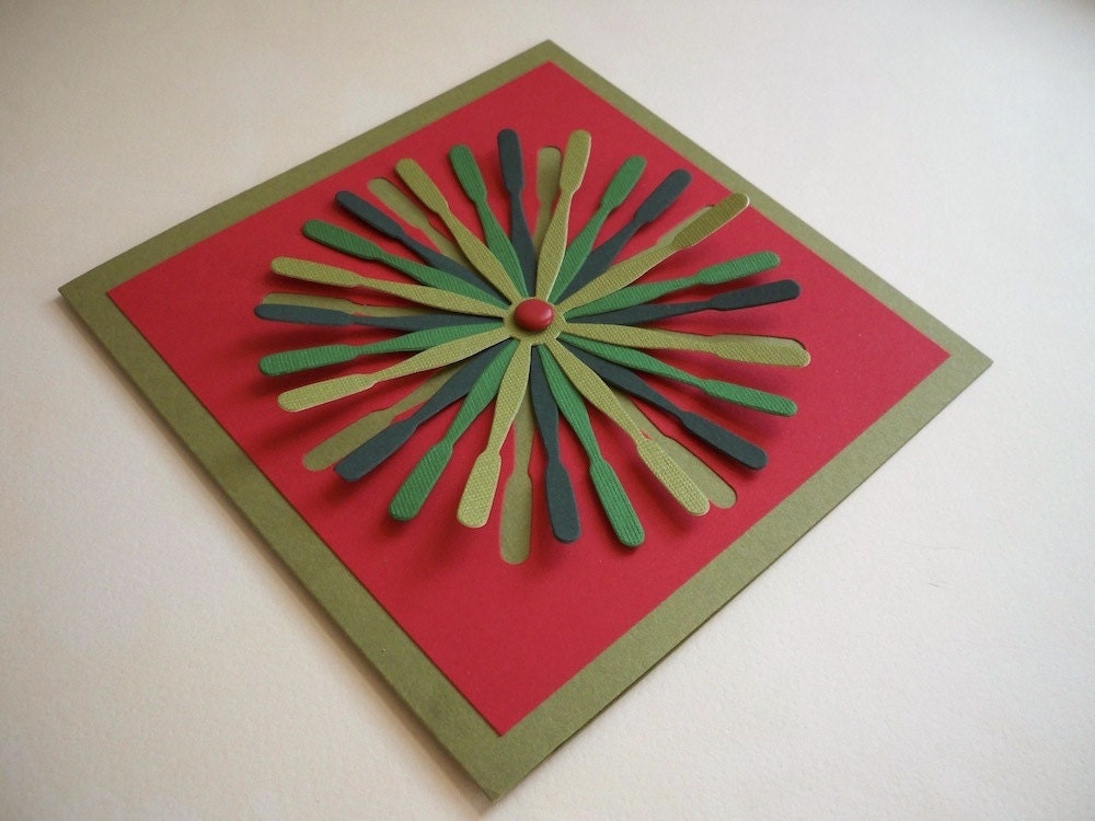 Mod Red and Green Holiday Christmas Card