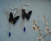 Gem-tailed butterfly earrings - recycled inner tube earrings