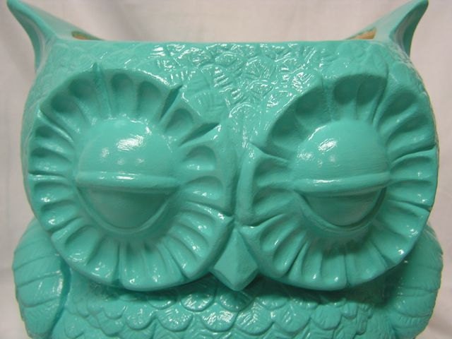 Tootsie Pop Owl Garden Planter  Turquoise