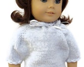 American Girl Doll Shirt Blue Knit White Ribbon