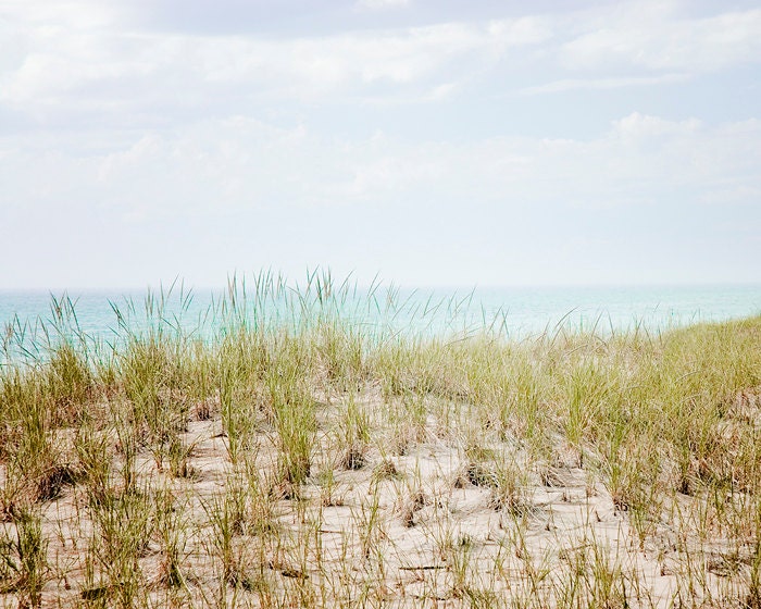 gift under 50 Beach photography blue brown dune beach photograph ocean shore seashore photo sea shore wall art 8x10