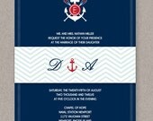 DIY Custom Wedding Invitation Suite with Response Card and Belly Band - Modern Anchor and Oars Nautical Theme