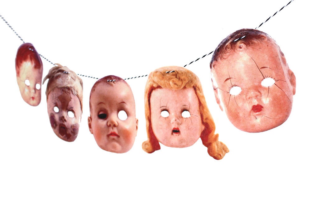 Creepy Vintage Doll Head Garland