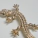 SALE Vintage Chameleon, Lizard, Gecko, 1970's Brooch, Pin, Gold Tone with Rhinestones And Emerald Green Eyes, FUN