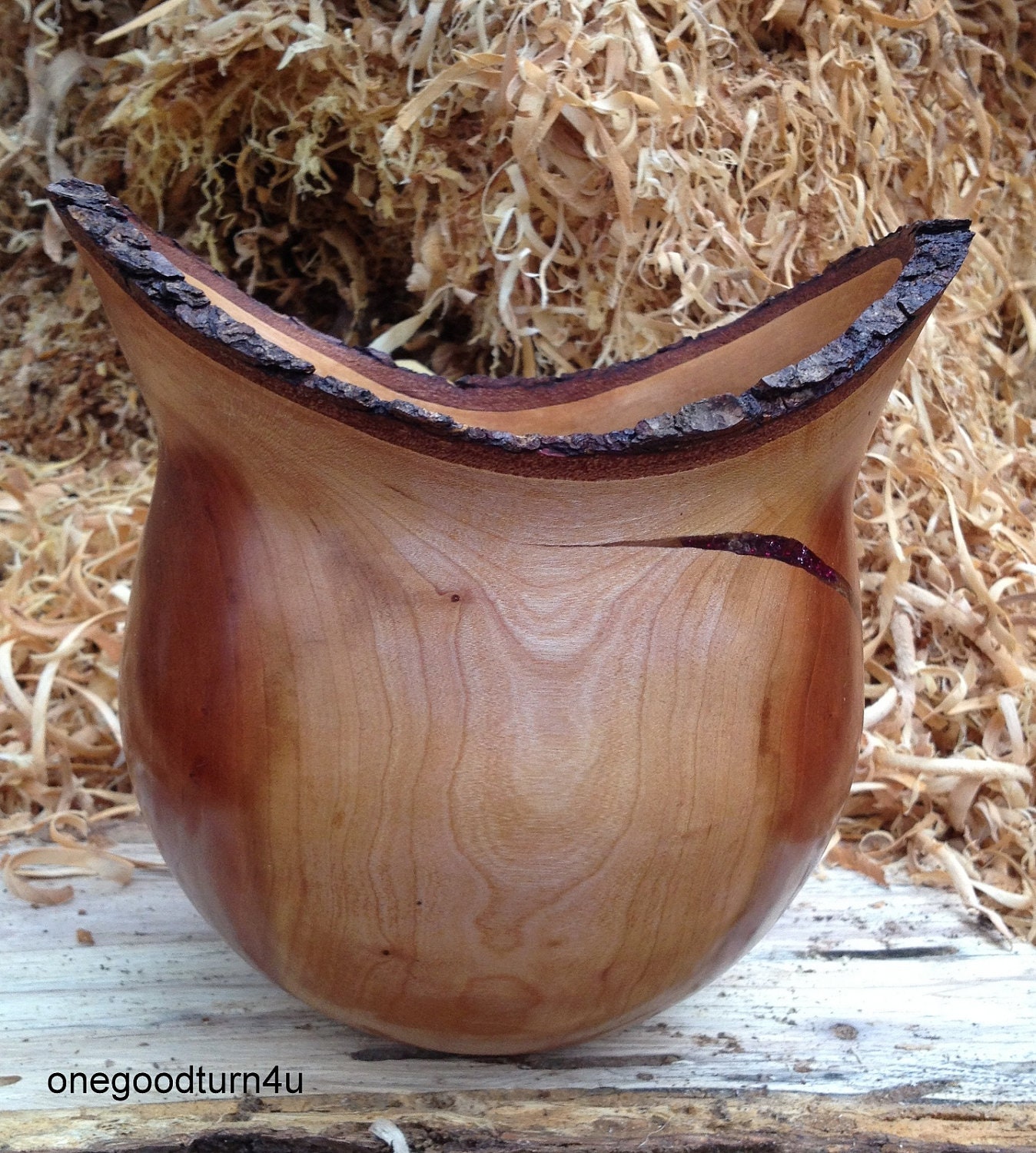 Wood Bowl Cherry home decor handcrafted woodturning handmade utility centerpiece shelf