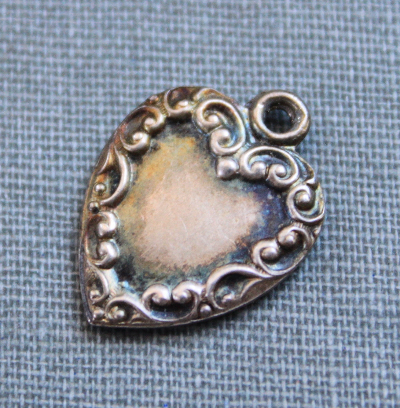 Victorian Sterling Puffy Heart Love Token Charm