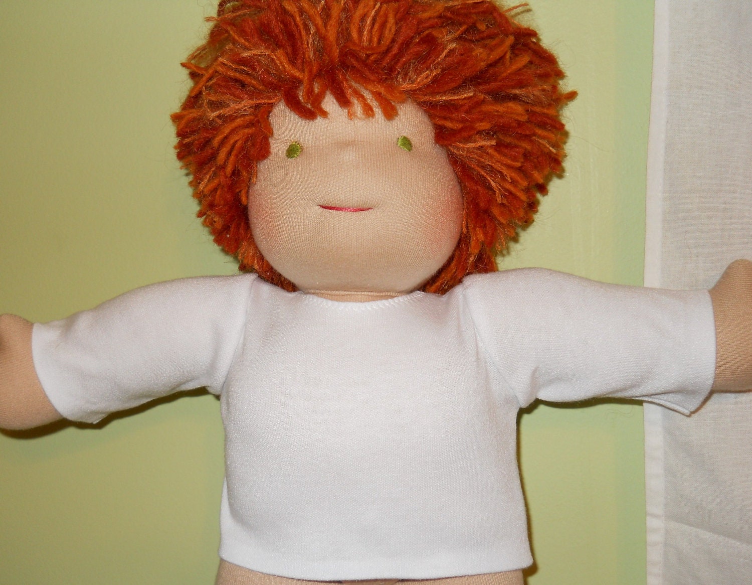 Boys White Long Sleeve T-shirt - Waldorf Doll Clothes - 15 Inch Bamboletta Size  BB