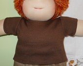 You CHOOSE from 11 COLORS - Boys Short Sleeved T-shirt - Waldorf Doll Clothes - 15 Inch - B
