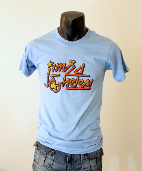 Jim Ed Brown - Helen Cornelius TShirt - Blue Orange - Vintage 1970s Country Music - Unisex Small