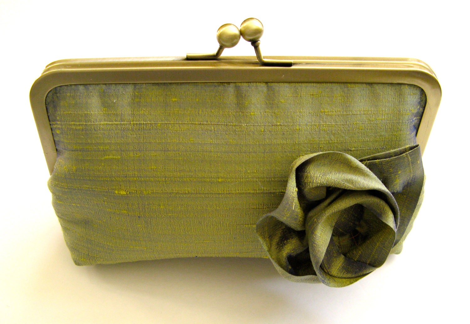 Elegant Clutch Purse  Iridescent Silk Fabric Rich Iridescent Silk Fabric Gold Sapphire Blue Silk Dupioni