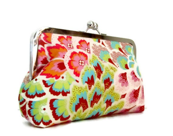 CLUTCH PURSE Amy Butler Peacock Feathers Bridesmaid Clutch