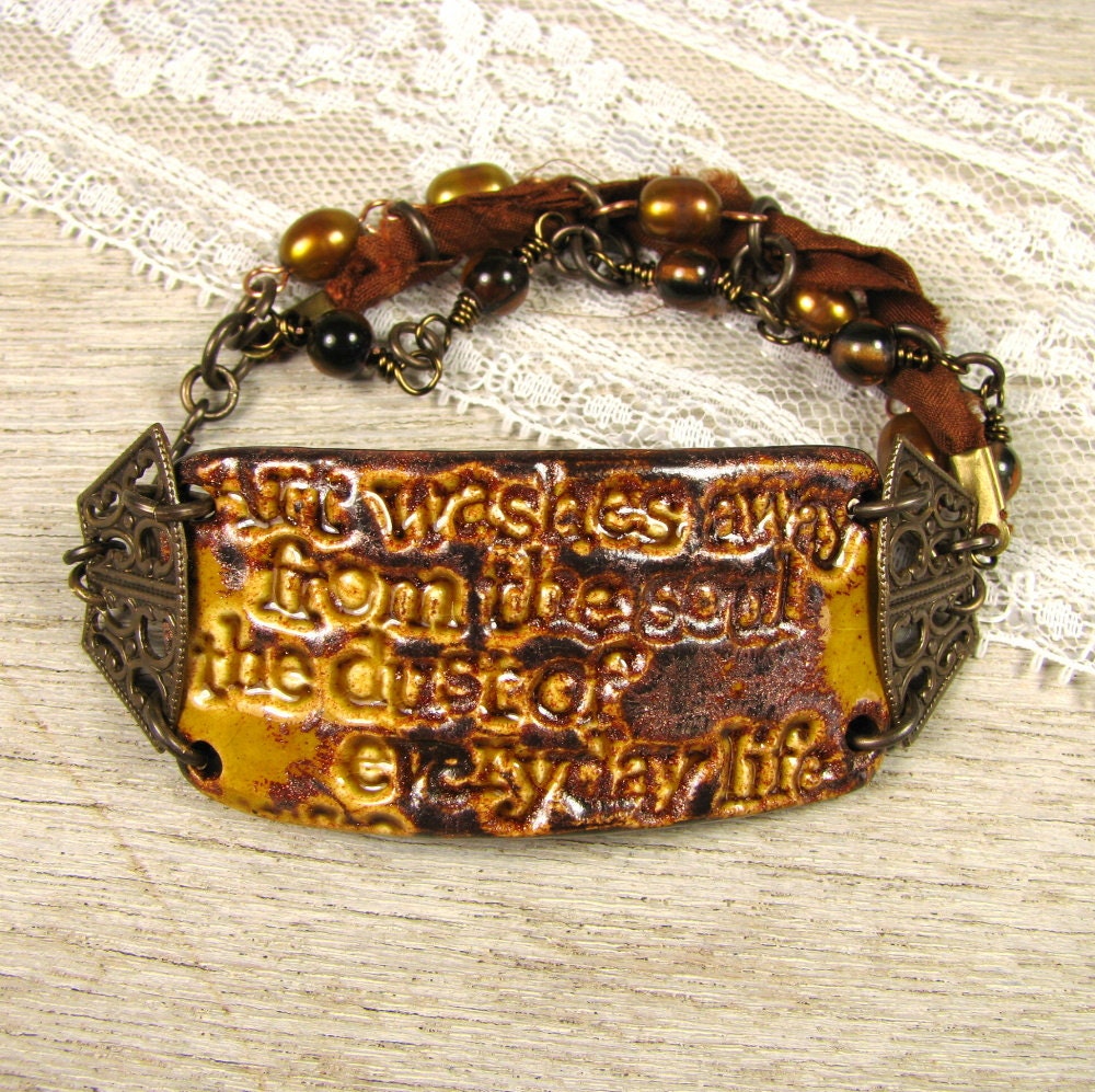Brown Cuff Style Bracelet "Art Washes" As Featured in Bead Trends Magazine