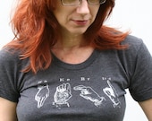 NERD T Shirt in Vintage Sign Language on American Apparel Scoop Neck Tee for Women in Heather Black