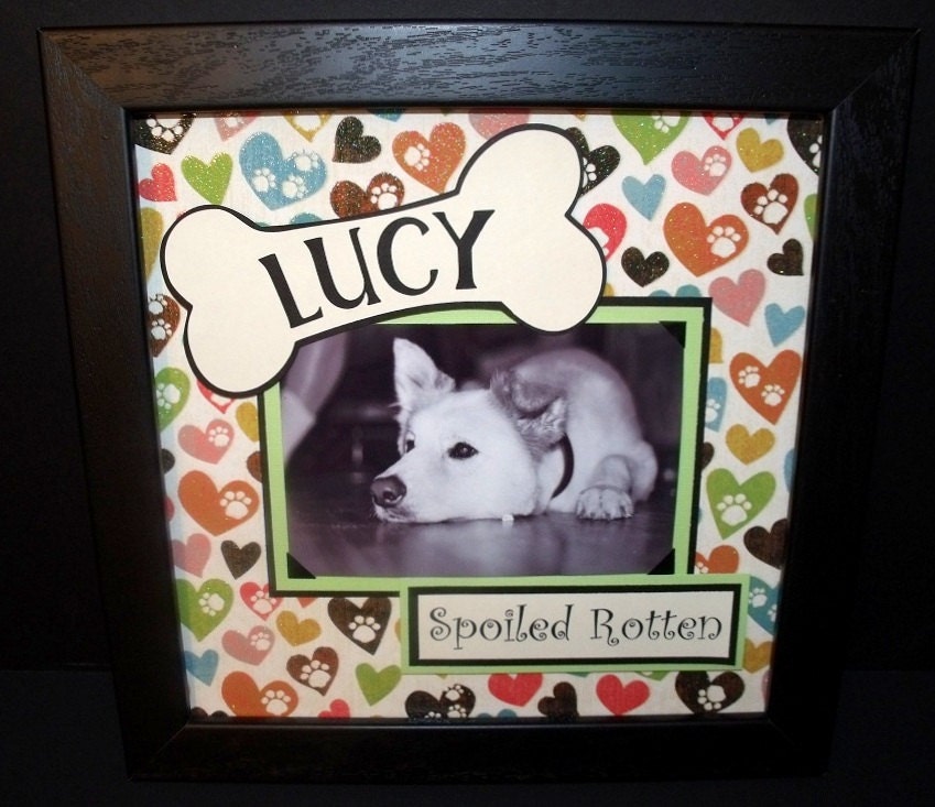 Personalized Dog Photo Keepsake - Hearts and Paw Prints - 10x10 or 8x10 Unframed Mat - Choose the Colors and Message