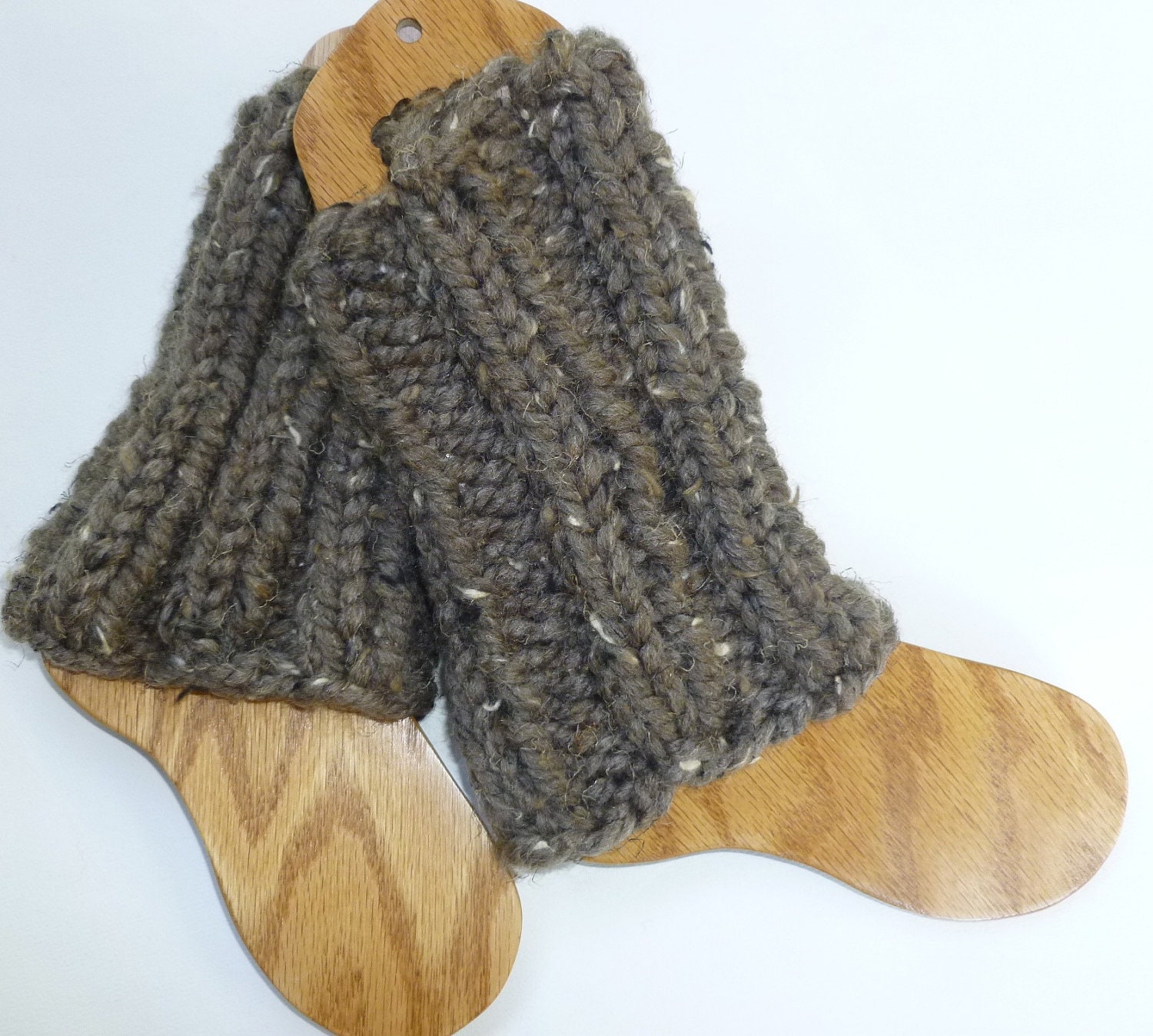 Knit Boot Cuffs Boot Toppers taupe chunky ribbed