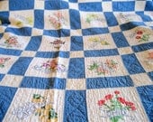 Vintage Handmade States Quilt    Circa 1960       80 X 80