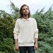 Unisex Cream Knit Sweater w/ Collar - M
