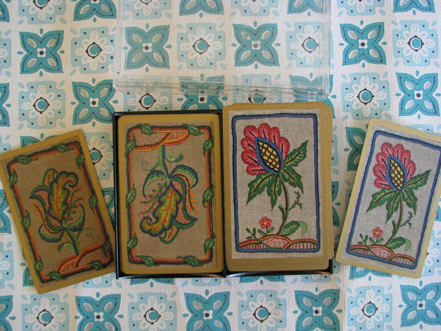 Vintage Cute Crewel Embroidery Playing Cards by dimestorechic