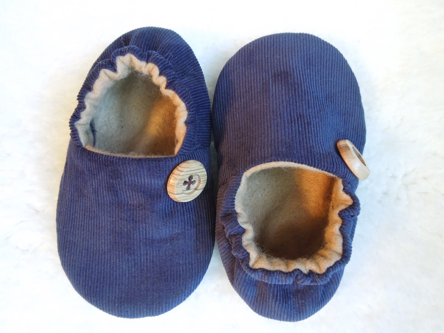 baby toddler shoes 'Levi' dark BLuE CoRDuRoY with tan accents ....soft soled shoes...by birdy boots on etsy