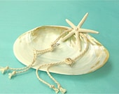 Beach Wedding Ring Bearer Shell with Starfish and Pearl