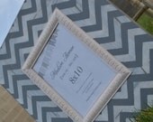 Grey and White 8x10 Chevron Print Handmade Distressed Frame