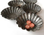 5 Large Fluted Baking Tins / Muffin Tins, Rusty Patina