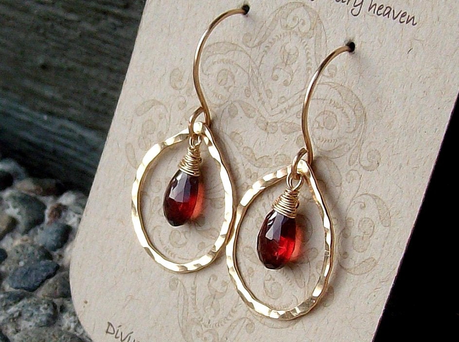 Milann Earrings...Garnet and Gold