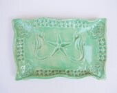 Ceramic Seahorse and Starfish Butter Dish or Small Serving Dish -made to order