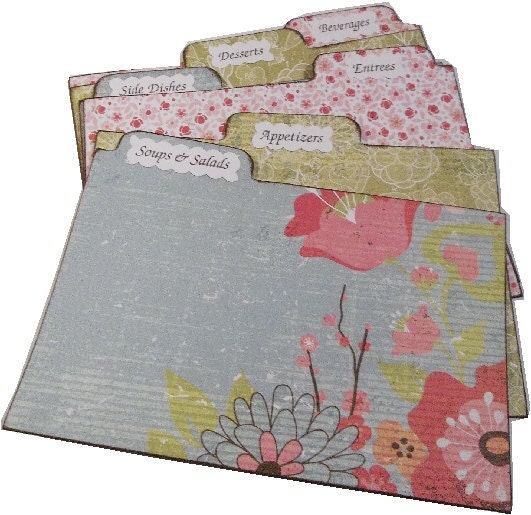 Recipe Tab Dividers MADE TO ORDER Coordinates with my Owl, Bird Recipe Box 4 x 6 Kitchen Organization (Set of 6)
