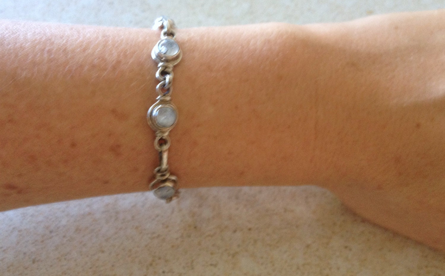 SUPER SALE. Sterling Silver 925 Moonstone Bracelet, beautiful