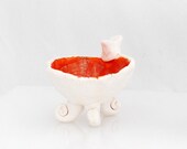 lava red  ring holder bowl with bird
