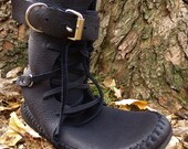 Black Indie Buffalo Hide Moccasin