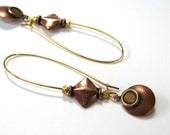 Burnished Copper Disc Dangle Earrings