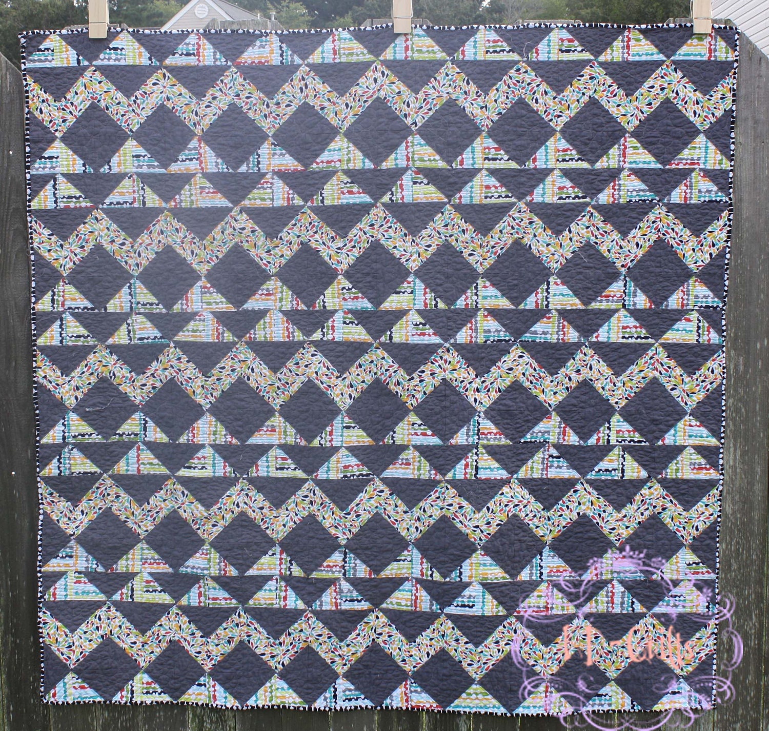 Diamond Chevrons Full Size Quilt