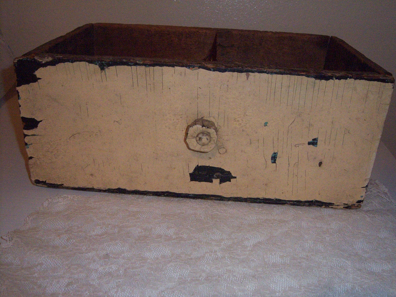 Shabby Chic, French Country, Antique, Authentic country primative, wooden drawer has carved knob, distressed,worn and ever so charming