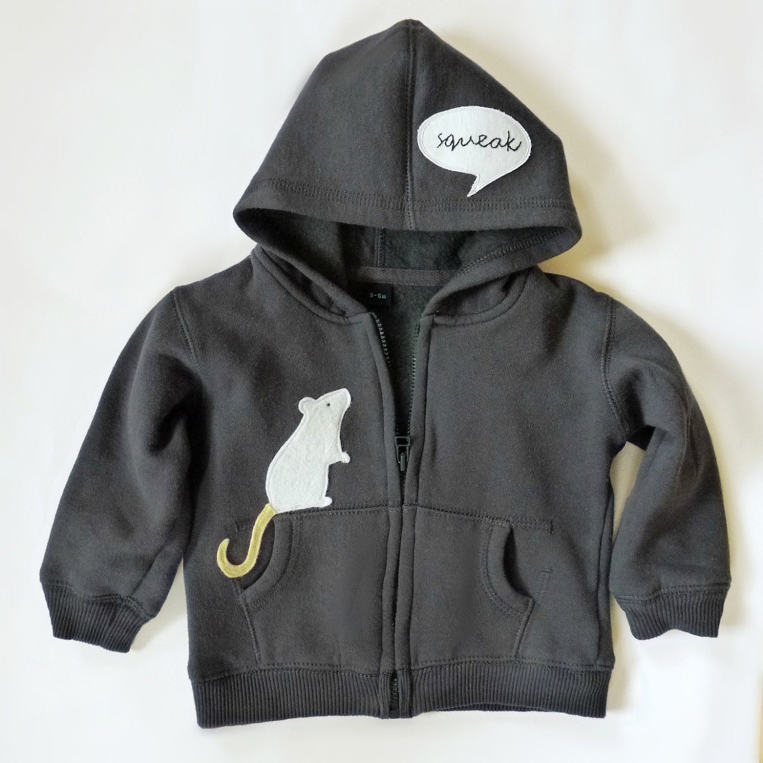 Hoodie : My Pet Mouse Age 3-6 m, 6-12m and 12-18 m