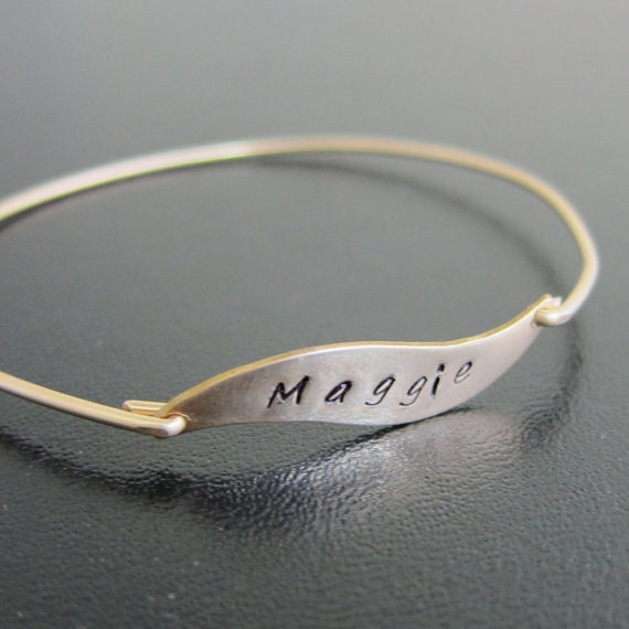 Hand Stamped Name Personalized Engraved Bracelet, Ocean Wave Bracelet, Ocean Wave Jewelry, Custom Engraved Jewelry, Custom Engraved Bracelet
