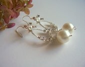 White pearl and crystal bridal earrings, wedding jewelry