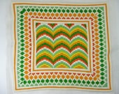 Needlepoint Pillow Top ready to be finished  Orange Yellow Green