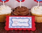 Baseball Theme Food Tents - Menu Cards - Place Cards - Food Signs - Baseball Party & Shower Decorations in Blue and Red (6) Il_170x135